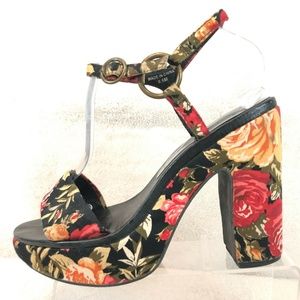 Jeffrey Campbell Floral Heeled Platform Sandals